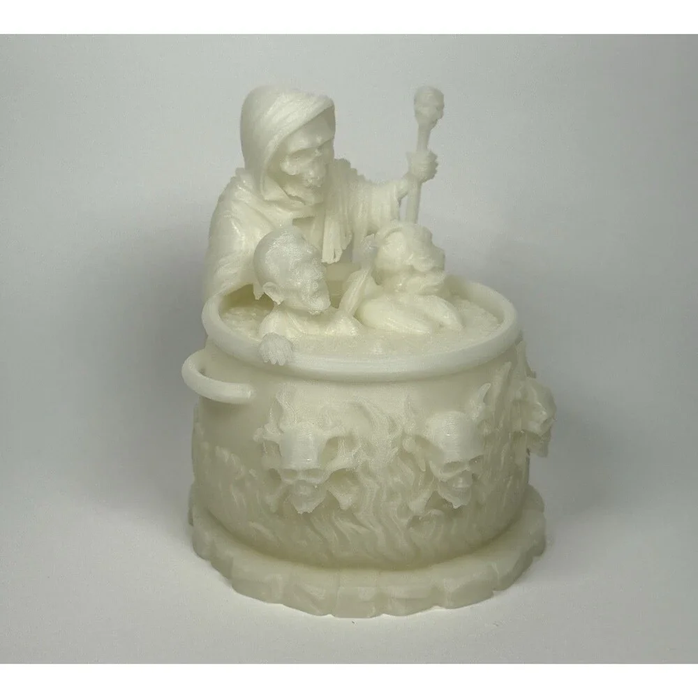 Grim Reaper Cauldron Boiling Skulls Glow In The Dark Toy Sculpture